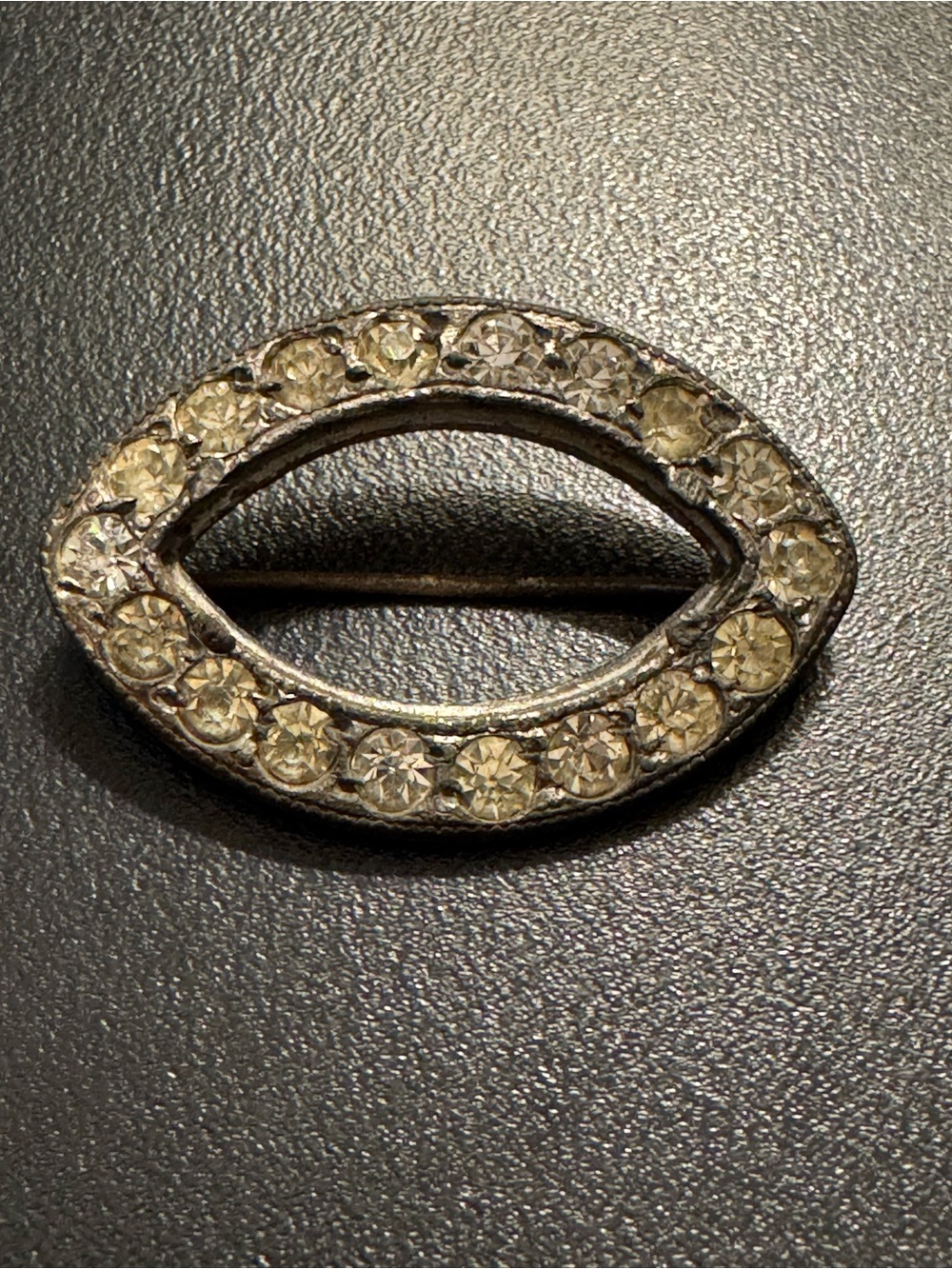Antique Rhinestone Open Oval Brooch